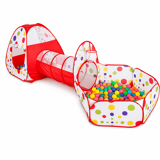 Circuito de juego para bebés 3 en 1 – túnel, tienda y piscina de bolas